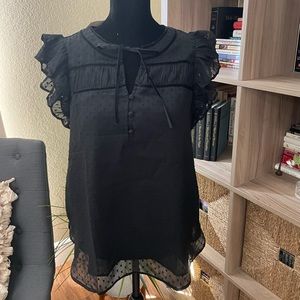 NEW Loft Woman’s Black Sheer Blouse with lining